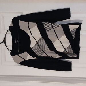 New York & Company Black and Cream Crewneck Sweater